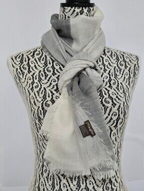 J. McLaughlin Cream Cashmere-Wool Blend Scarf